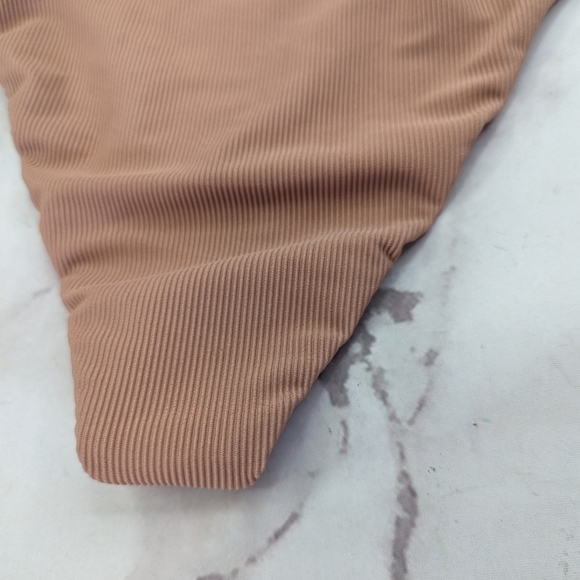 Good American Swim Bottom Women Pink Rib Mid Rise Better Bikini Cheeky - Picture 8 of 12